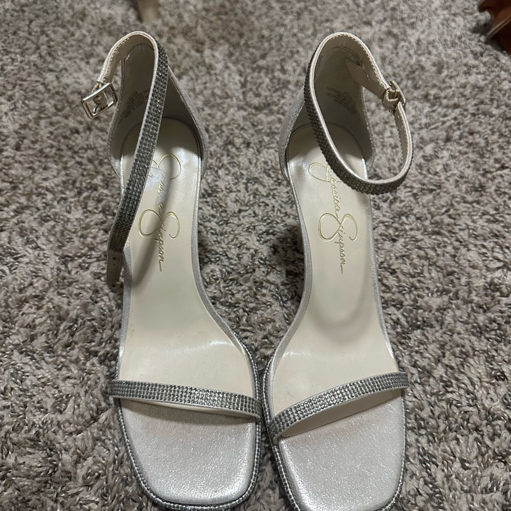 Jessica Simpson Gold Metallic Silver Heels